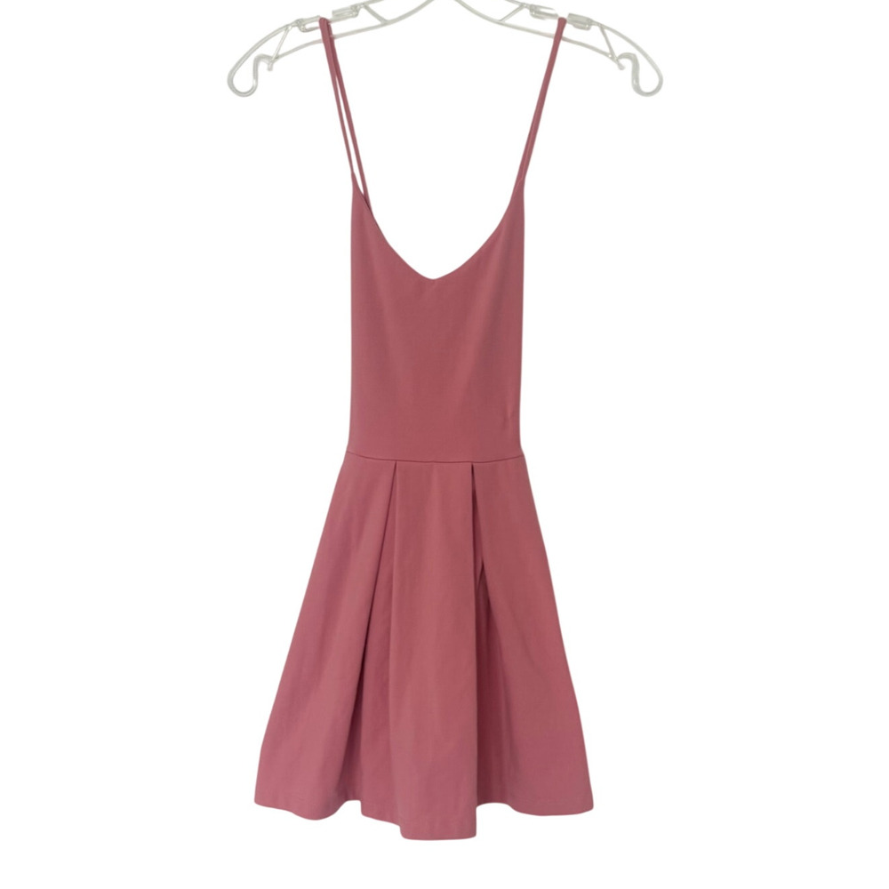 Susana Monaco Mauve Pink Pleated Skater Mini Dress Knit Small Flirty Fairycore